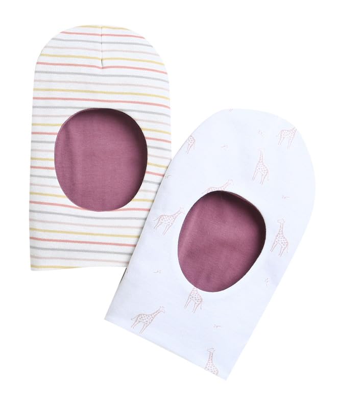 BUMZEE Peb9538 czapka dziewczęca, dwustronna, bawełna, biały i Mauve, 2 sztuki