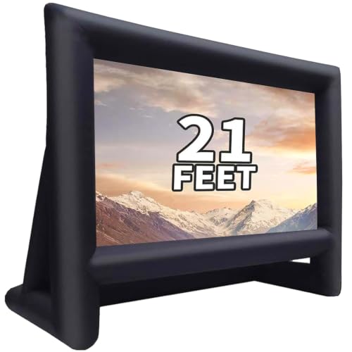 GYUEM 21 feet Inflatable Outdoor Projector Movie Screen - Blow Up Screen for TV & Movies with Blower Portable Projection Screen for Home Theater Outdoor Indoor Support Front & Rear Projection