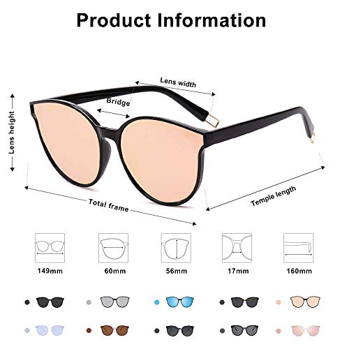 Sojos Fashion Round Sunglasses For Women Men Oversized Vintage Shades Sj2057, Black/Pink #TOP4