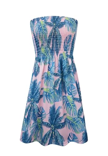 Image of Zyyfly Strapless Dress for Women Summer Beach Boho Smocked Tube Top Dress