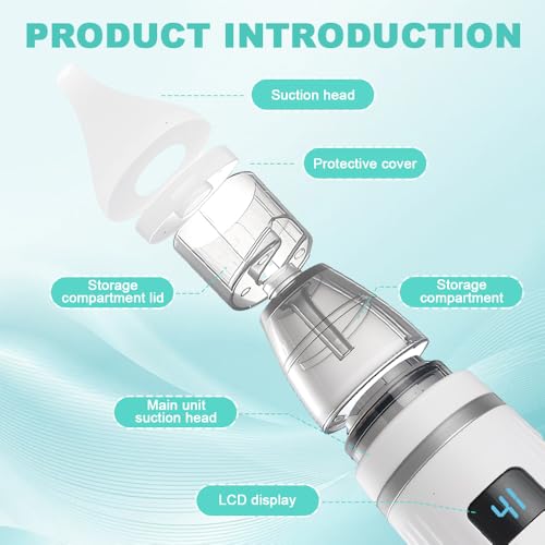 Miniatura 7 de Wxeadu Aspirador Nasal Para Bebé Eléctrico, Saca Mocos Para Bebes Electrico Con 5 Niveles De Succión, Sacamocos Bebé Con 3 Puntas De Silicona, Usb Aspirador Nasal Bebe, Sacamocos Bebe Electrico