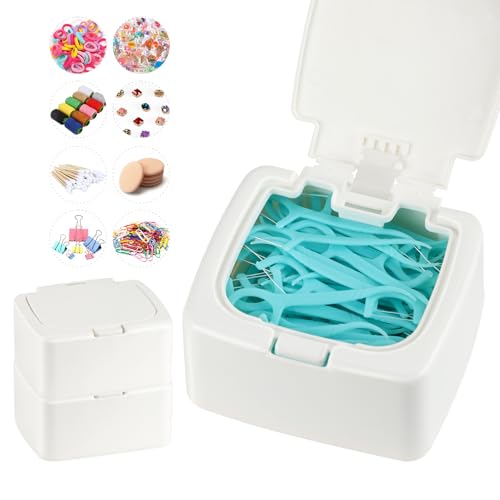 JGB Floss Pick Dispenser,2Packs Refillable Press Flip Floss Sticks Holder,Reusable