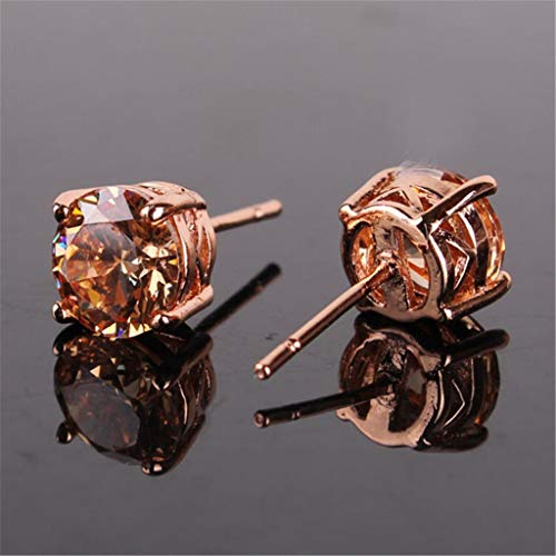 Gulicx E031F Rose Gold Tone Yellow Crystal Royal Journey Jewelry Eternity Stud Earring thumb #3