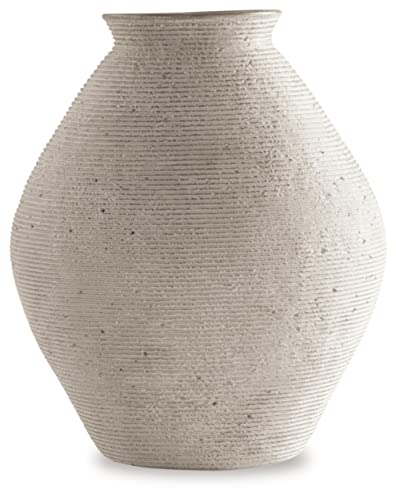 Signature Design by Ashley Hannela 12' Modern Distressed Polyresin Vase, Antique Tan
