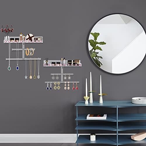 Hanging Jewelry Organizer 2 Sets Wall Mounted Jewelry Holder Display Organizer Acrylic Jewelry Hanger Necklace Earring Bracelet Ring Watches Hanging Organizer
