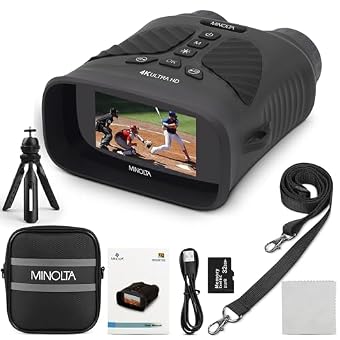 Minolta MNDM10B 10x25 Digital Night Vision Monocular with 4K Ultra HD Camer
