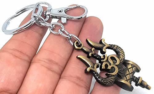 Image of Aura Lord Shiva Shankar Bholenath Mahadev Damru Om Trishul Keychain For Men Women Boys Girls Shivratri Husband Wife Metal Hook Keychain