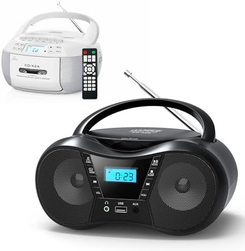Amazon.com: CD Player Boombox Bluetooth Cassette Player Combo + AC/DC ...
