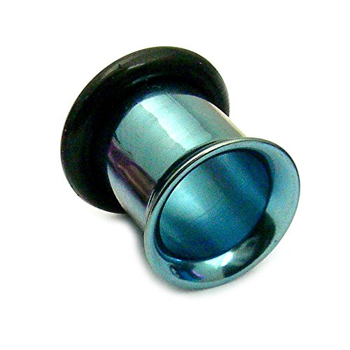 Dilatador de titanio de túnel para agradar el lóbulo de la oreja. 4 mm de calibre. Titanio azul polar. (Una sola pieza).