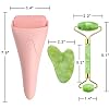 AECW 3-in-1 Natural Jade Roller and Gua Sha Set for Face and Eye Ice Roller Facial Cooling Massage Roller