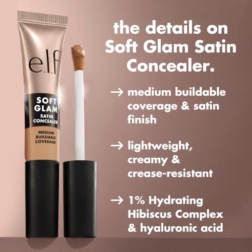 Image of e.l.f. Soft Glam Satin Concealer, Medium Coverage For Blemishes & Under-Eye, Crease-Resistant, Long Lasting, Vegan & Cruelty-Free, 22 Light Warm