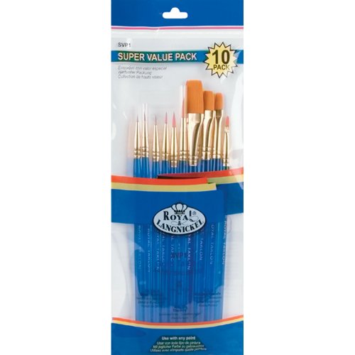 Royal Langnickel Gold Taklon Brush Set Super Value Pack
