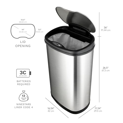 Caneca de basura kitchen touchless acero inoxidable 13 gal miniatura 5