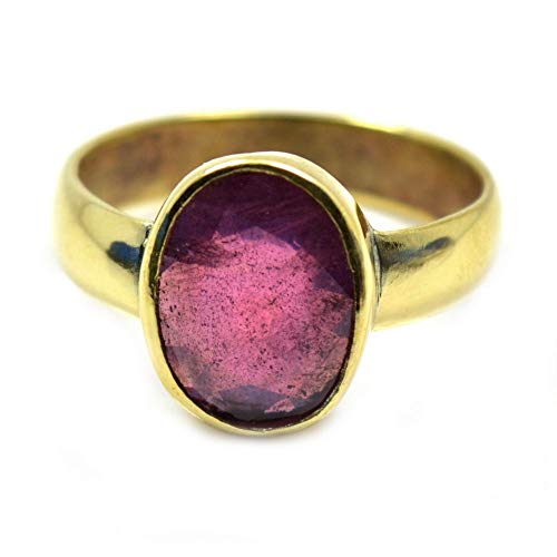 Bague argent ovale rose rubis naturel, bijou femme authentique