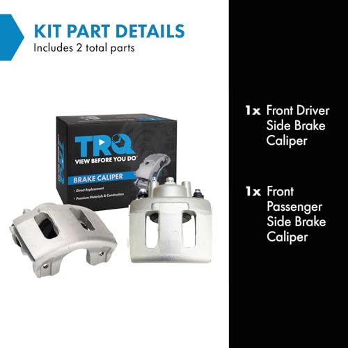Image of TRQ Front Brake Caliper Set Zinc Coated Brackets Compatible with 1990-2001 Jeep Cherokee 1990-1992 Comanche 1993-1998 Grand Cherokee 1993 Grand Wagoneer 1990 Wagoneer 1990-2006 Wrangler