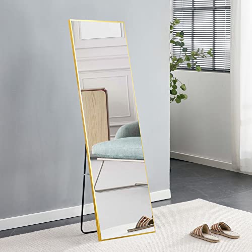 WIIS' IDEA Full Length Floor Mirror 63x20,Alu Free Standing Body Mirror, Leaning/Wall Mounted Hanging Mirror, Large Dressing Mirror, Big Mirror for Bedroom Living Room Locker Room
