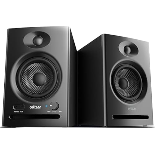 Ortizan C7 Powered Studio Monitors Pair with Bluetooth 5.3, Black