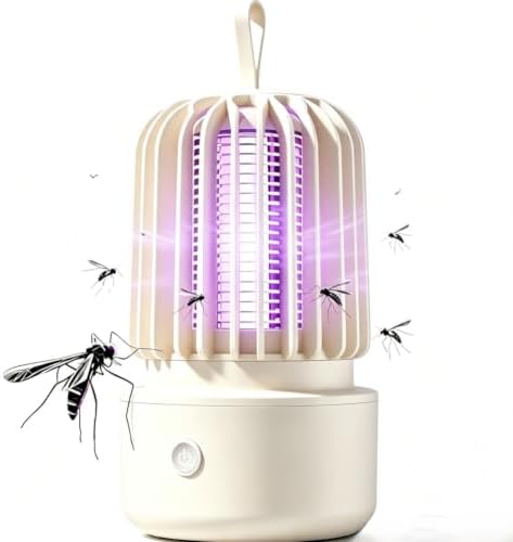 Mückenlampe mit Akku, Fliegenfalle, Tragbare Insektenvernichter Elektrisch, Mückenfalle, UV-Locklicht + Nachtlicht – 2-in-1, geeignet für Garten, Wohnzimmer und Schlafzimmer, Camping