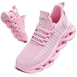 Jakcuz Womens Lace Up Non-Slip Pink Workout Shoes Comfortable Sneakers Women Platform Sneakers Casual Athletic Shoes Size 7