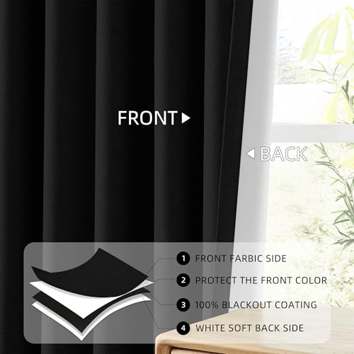 ChrisDowa Black Blackout Curtains 72 Inches Long 2 Panels for Bedroom by ChrisDowa - Used condition - Image 4