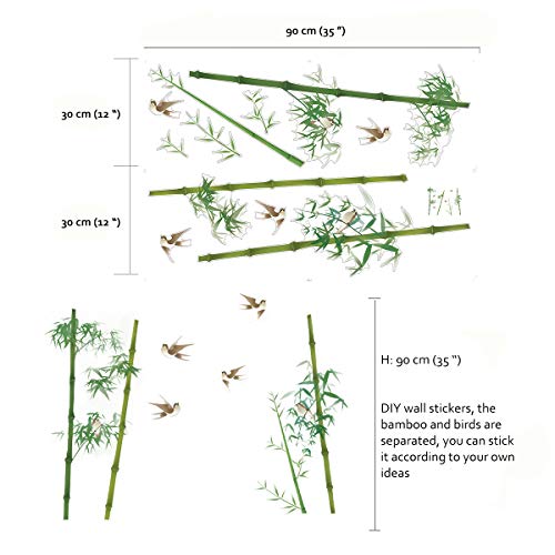 Runtoo Bamboo Wall Decal Birds Plants Wall Stickers Living Room Bedroom Wall Decor #TOP3