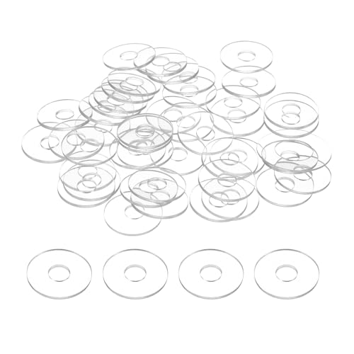 uxcell 80Pcs M5 PVC Clear Flat Washers 5mm ID 15mm OD 1mm Thick Glass Washer Shower Door Gasket for Shower Door Handle Towel Bars, Transparent