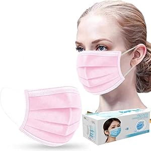 Ecnobia 3 Ply Non-Woven, 100Pcs Disposable Face Bandanas, Cloth Covering, No Washable, Breathable and Anti-Haze Dust, for Adults – Pink