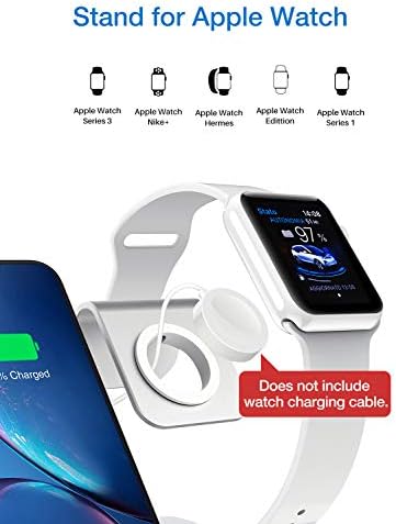 Bestand 3 in 1 for Apple iWatch Stand, Airpods Charger Dock, Phone Desktop Tablet Holder for Airpods, Apple Watch/iPhone X/8 Plus/8/7 Plus/iPad,Silver(Airpods Charging Case NOT Included)