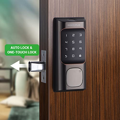 Keyless Entry Door Lock, Inkbirdplus Fingerprint Door Lock With Keypad, Bluetooth Electronic Deadbolt, Smart Lock For Front Door, Anti-Peeping Password, Auto Lock, Easy Install-Oil-Rubbed Bronze #TOP4