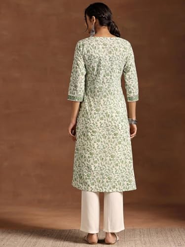Image of New Cotton Leaf Printed Casual Straight Kurta for Women | Women Formal Kurti