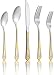 20-Piece Silverware Flatware Cutlery Set- Stainless Steel Utensils - Service for 4, Mirror Polished, Dishwasher Safe (Gold)