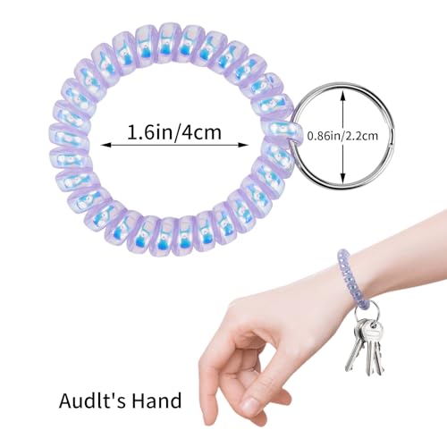 Image of QIUTIMIY 6PCS Wristlet Keychain, Colorful Spiral Coil Hair Tie for Women, Sauna Accessaries Wrist Coil Key Ring Key Holder