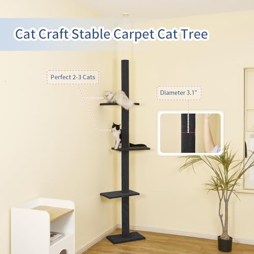 Árbol para Gatos 4 Niveles Ajustable Altura Interior Carbón miniatura 2