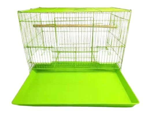 PETJOY 18-Inch Bird Cage with Feeding Cups & Secure Lock | Spacious Metal Cage with Removable Tray | Easy Access Door for Parakeets, Canaries, Finches, Parrots & Small Pets (Green)-image-7