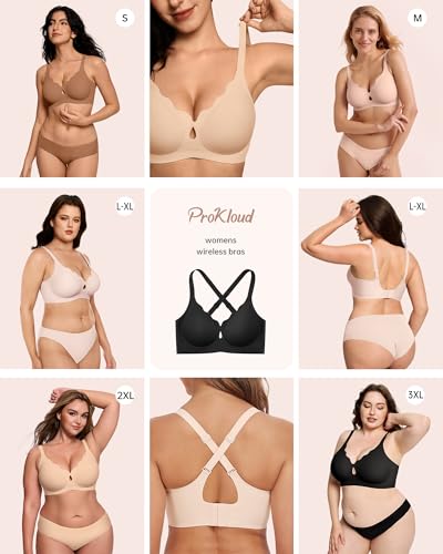 Image of ProKloud Bras for Women No Underwire Wireless Jelly Bras Full Coverage Seamless Push Up Bralettes Support Tshirt Bra