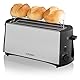 Cloer 3710 Langschlitztoaster für 4 Toastscheiben, 1380 W, integrierter Brötchenaufsatz, Nachhebevorrichtung, Krümelschublade, mattiertes wärmeisoliertes Metallgehäuse
