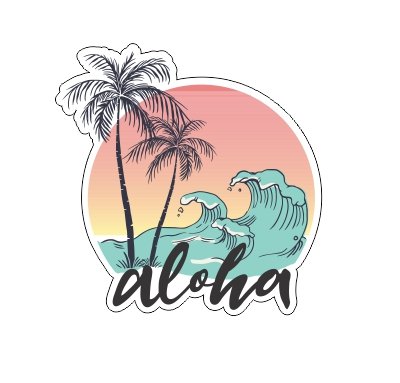 JS Artworks Aloha Palm Tree Waves Vinyl Bumper Sticker Decal Ocean Hawaiian