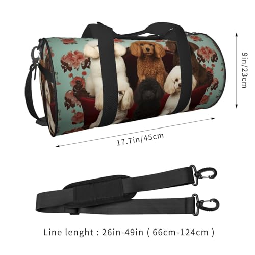 Sports Gym Bag for Women Men Travel Duffel Bag Tote Weekender Bag Poodles Dogs Carry on Overnight Bag for Travel Swimming Fitness Workout Sports Duffle Bag2