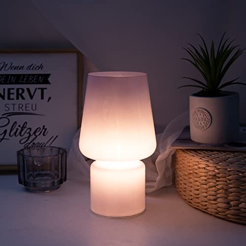 MJ PREMIER Lámpara de mesa de setas inalámbrica, funciona con pilas, lámpara de noche, lámpara LED decorativa, lámpara de cristal sin cable para dormitorio, sala de estar (morado thumbnail