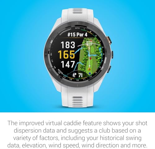 Image of Garmin Approach S70 (White, 42mm) Golf GPS Watch Bundle - AMOLED Display, Virtual Caddie & PlaysLike Distance - Includes PlayBetter 5000mAH Portable Charger & Screen Protectors (Renewed)