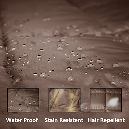 Zzlamb Brown Basic Water-Repellent Down Alternative Camping Blanket, Compact Lightweight Polyester Blanket, Portable Quilt Indoor & Outdoor Couch Airplane Car Travel Hiking Backpacking Beach, 45X80In #TOP1