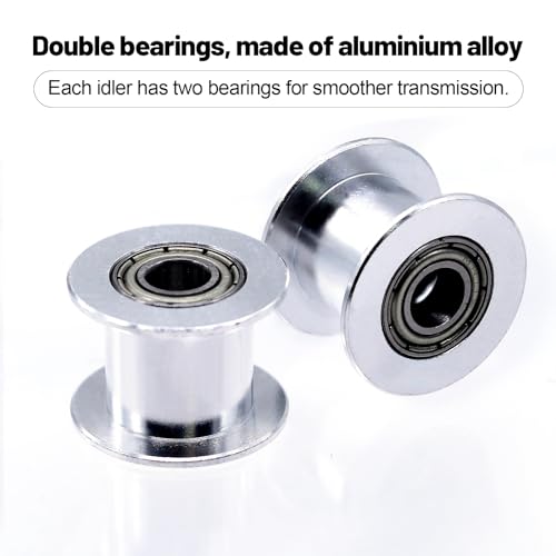 Piuluvor® GT2 Pulley 10mm, GT2 Riemenscheibe Aluminum Zahnloses Idler 20 Zähne 5mm Bore für 3D Drucker 10mm Breite GT2 Zahnriemen (10 Stück)