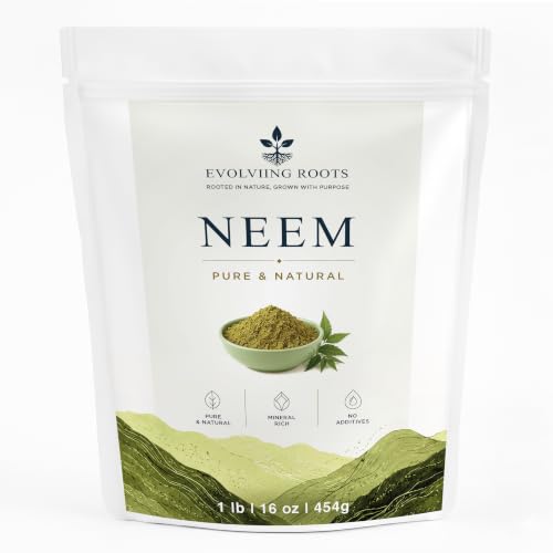 Evolving Roots Pure Neem Powder 1 lb / 16 oz for Hair, Skin & DIY Beauty Care | 100% Azadirachta indica Leaf Powder | No Added Colors, Fragrances, Preservatives or Fillers | For External Use