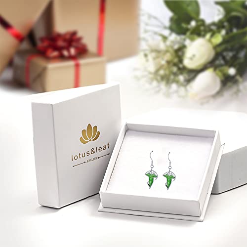 Lord of Rings Earrings 925 Sterling Silver Green Leaf Hobbit Drop Earrings Jewelry Christmas Stocking Stuffers Gifts for Women 7