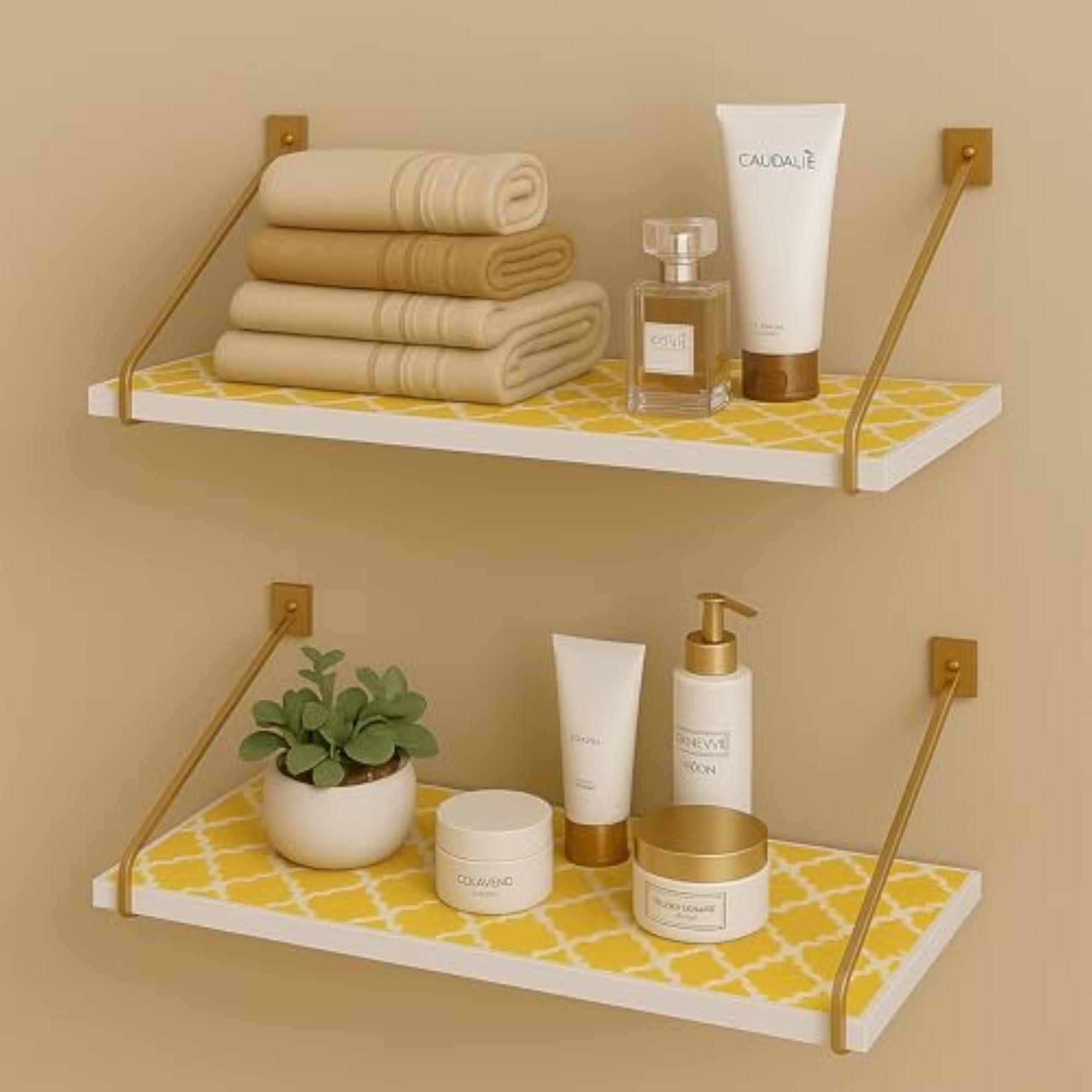 Golden Glow Fabric Mats Shelf Liners for Kitchen Shelves