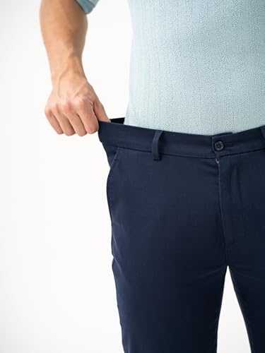 Image of The Pant Project Luxury Cotton Chinos Pants for Men | Stylish Slim Fit Men's Wear Trousers for Office or Party | Mens Fashion Dress Trouser with 2 Way Stretch