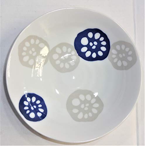 軽量食器れんこん 5寸深皿(青) O16.4p×高さ4.4p 和食器 磁器 深小皿
