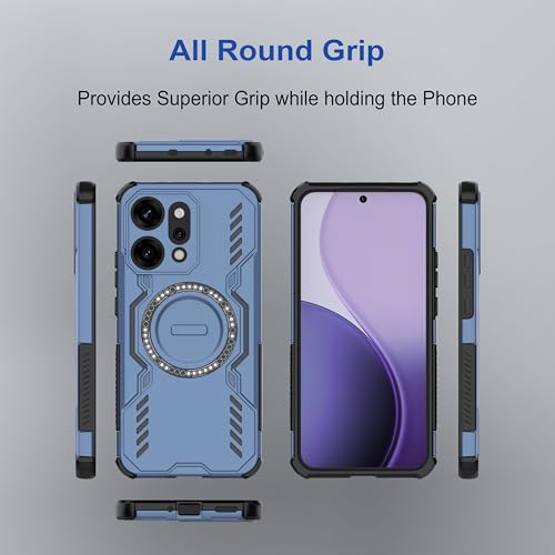 Image of amazon basics Back Case Cover for Oppo Reno 14 Pro 5G | MagSafe Case with Built-in Metal Ring | Supports MagSafe Charger, Wallet & Car Mount | Shockproof Hybrid PC + TPU | Blue