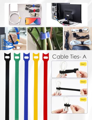 Xiao Meng Yi CT-7 Cable Ties Kit, 75Pcs Multi-Purpose Reusable Cable Management Ties, Adjustable Self-Locking Cord Ties thumb #2