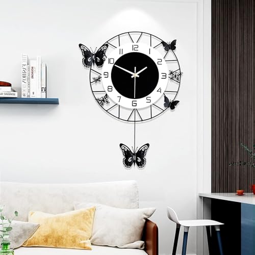 Image of Stylish Metal Analog Wall Clock for Living Room, Bedroom, Office, Kitchen, Home and Hall | Antique Fancy Big Size Modern Wall Watch for Home Decor (Style-25, 40CM)